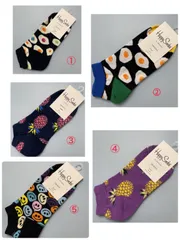 happy socks 23〜25cm 1足　目玉焼柄　ソックス　人気柄5種類から選べます