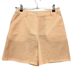 【超美品】アダバット キュロットスカート オレンジ×白 千鳥格子 裏地付 レディース 36(S) ゴルフウェア adabat