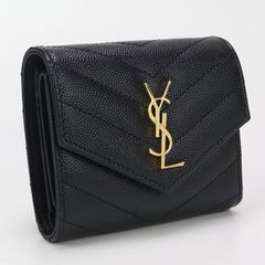 SAINT LAURENT サンローラン マルチフォールド ウォレット モノグラム 692061 三折財布 カーフ【中古】 レディースのサムネイル