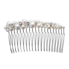 シルバー / 40688 ヘア アクセサリー パール ビジュー 髪飾り クリップ ピン コーム ヘッドドレス 結婚式 披露宴 2次会 1.5次会 ヘアアレンジ ヘアー ピン おしゃれ 花かんむり 大 浴衣用 CMT40688 (SILVER)