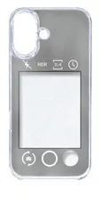 【新品未使用】iPhone16 アイフォン16 クリア ハードケース (グレー) カメラアプリ風 フォトフレーム くすみカラー カバー スマホケース cl-ip16-412