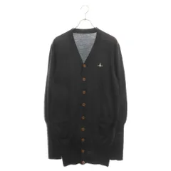 Vivienne Westwood (ヴィヴィアンウエストウッド) ウール Vネック ロゴエンブロイダリー フロントポケット ニットカーディガン ブラック VM-M1-80149のサムネイル