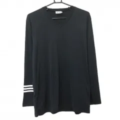 ★特価★【美品】アディダス 長袖Ｔシャツ ネイビー Vネック 袖3ライン メンズ O/XG ゴルフウェア adidas