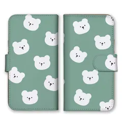 iPhone14 ケース 手帳型 アイフォン14 スマホケース 携帯ケース 韓国 しろくま シロクマ くまさん 大人可愛い くすみカラー ピンク 大人女子 パターン カラー04のサムネイル