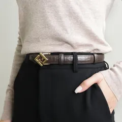 FENDI フェンディ ズッキーノ スウェード×レザーレディースベルト ブラウン FENDI フェンディ ズッキーノ スウェード×レザーレディース