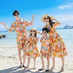 親子 ペアルック 親子 ペアtシャツ アロハシャツ 親子お揃い 親子コーデ 親子服 tシャツ ショートパンツ ワンピース 上下セット パパ ママ 花柄 春夏 海 プール ビーチ 旅行 ハワイ キッズ 男の子 女の子 父 母 子供服 qinzizh07