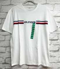 ◾️早い者勝ち♪◾️ TOMMY HILFIGER トミーヒルフィガー ロゴラインTシャツ XL ホワイト【44574】