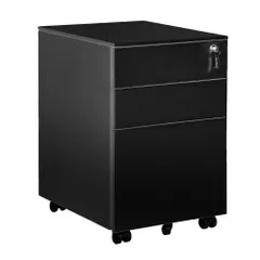 デスクワゴン サイドワゴン 鍵付き キャスター付き 3段 スチール 脇机 オフィス収納 大容量 書類整理 ラック 事務机用