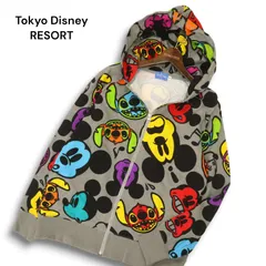 Tokyo Disney RESORT 東京ディズニーリゾート 限定★ ミッキー スティッチ スウェット ジップ パーカー Sz.M　メンズ グレー