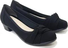 パンプス 痛くない ローヒール 歩きやすい クッション 太ヒール 黒 ブラック ラウンドトゥ リボン 3E 走れる sm1200 LL（24.0～24.5cm） ブラックサテン