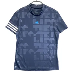 サイズ：L ADIDAS GOLF アディダスゴルフ HM8379 2023年モデル モックネック 半袖Tシャツ 総柄 ネイビー系 [240101448117] ゴルフウェア レディース ストスト