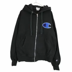 Champion チャンピオン リバースウィーブ ワンポイントロゴ パーカー ジップアップ ブラック (メンズ M) 中古 古着 O3435