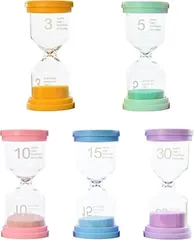 Happy mono 砂時計 3分 5分 10分 15分 30分 子供 教育 勉強 知育 パステルカラー ギフト プレゼント 結婚 誕生日 引っ越し インテリア サウナ おしゃれ 5個セット(パステルカラー,  普通)