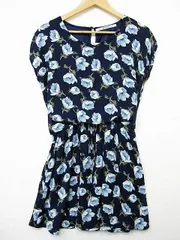 【送料無料】【極美品】レイカズン Ray Cassin★合体ワンピース ウエスト紐 総花柄 ネイビー Fサイズ フリーサイズ■L26216SSA22-220709-50（2）6/22