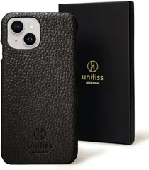 unifiss iphoneケース 14 第16世代 薄型 軽量 ワイヤレス充電対応 高級 シュリンク PUレザー カバー スマホケース マット スリム スマホカバー( ブラック,  iPhone 14)