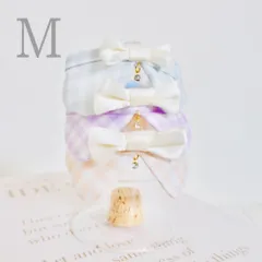 Mサイズ⑅くすみパステルチェックの付け襟首輪⑅チョーカーハンドメイド