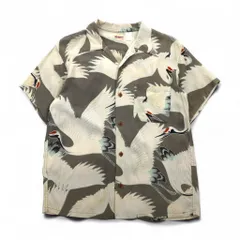 SUN SURF サンサーフ 半袖アロハシャツ L 鶴 エンジ 白 SUN SURF サンサーフ アロハシャツ SS39277 CRANE FLY AWAY