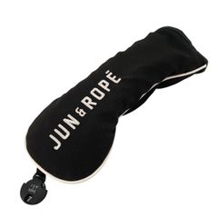JUN&ROPE ジュンロペ FW用ヘッドカバー 黒 白 ロゴ入り フェアウェイウッド ゴルフ 趣味 スポーツ