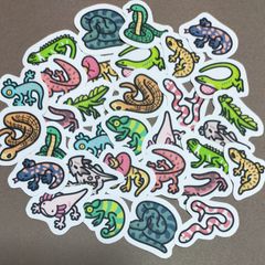 【商品番号S02】爬虫類のフレークシール　爬虫類　レオパードゲッコー　フトアゴヒゲトカゲ　ヘビ　トカゲ　ウーパールーパー　エリマキトカゲ　イモリ　イグアナ　カメレオン　トッケイヤモリ