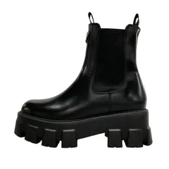 PRADA プラダ モノリス ブラッシュドレザー チェルシーブーツ ブラック プラダ モノリス ブラッシュドレザー チェルシーブーツ