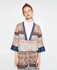 zara ZARA(ザラ) エスニック ウィンドブレーカー ヴィンテージ ジップアップ ジャケット