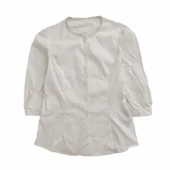 FOXEY NEWYORK フォクシーニューヨーク ストレッチ ノーカラー ボリュームスリーブ ブラウス ホワイト サイズL レディース 【中古】のサムネイル