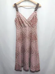 ◇ ⊂ PROPORTION BODY DRESSING 花柄 膝下丈 キャミソール ワンピース サイズ3 ピンク ブラウン レディース E  【1503040004568】