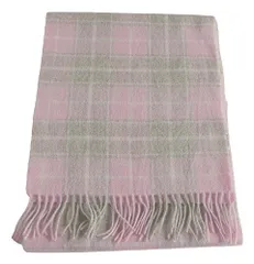 ピンク/グレー [.a all over the world] マフラー ウール100% ストール チェック レディース (ピンク×グレー)