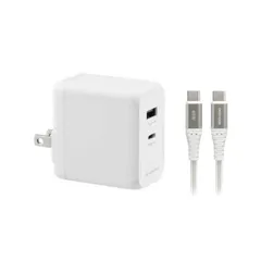 【 新品 未開封 】   グリーンハウス USBAC充電器 2ポート 65W USB TypeCケーブル付きホワイト ［USB Power Delivery対応 /2ポート /GaN(窒化ガリウム) 採用］ GH-ACU2GC-WH 未使用 送料無料