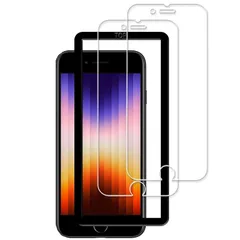 【2枚セット】ガイド枠付き KPNS 日本素材製 強化ガラス iPhoneSE 3 2022 第3世代 / iPhone SE2 2020 第2世代 / iPhone8 7 6 6s 用 ガラスフィルム カバー 保護フィルム 0