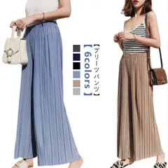 ワイドパンツ プリーツ レディース プリーツパンツ パンツ ロングパンツ ボトムス ワイド ウエストゴム 美脚 ストレートシルエット 春 夏 9分丈 イージーパンツ カラーパンツ ゆったり カジュアル#pop297