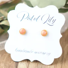 【受注制作】No.O-134 アンティークラウンドハンドメイドピアス ピンク