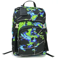 プラダ ナイロン マルチカラー リュック デイパック バックパック TESSUTO RADAR ブルー グリーン ブラック シルバー金具 2VZ135 PRADA（未使用　展示品）