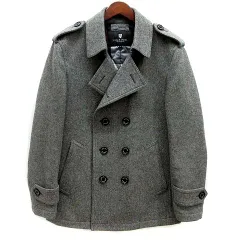 ブラックレーベルクレストブリッジ BLACK LABEL CRESTBRIDGE メルトン 中綿 ピーコート Pコート 裏地CBチェック キルティング グレー M