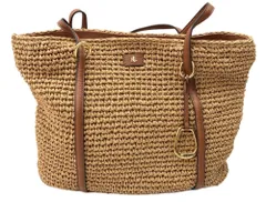 ラルフローレン RalphLauren 18SS Tolton Crochet Straw Tote トルトン クロシェ ストロー カゴバッグ ハンドバッグ かぎ編み チャーム 大容量 ナチュラル BROWN 茶色 トートバッグ ロゴ ブラウン 104B-60
