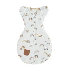 ☆ レインボー ☆ M(3-6ヶ月) ☆ スワドル 着るおくるみ ガーゼ スワドル 着るおくるみ ガーゼ おくるみ スリーパー ベビー服 すわどる モロー反射防止 夜泣き 手が出せる 足が出せる 夜泣き対策 グッズ 新生児 出産祝い 女の子 男の子 ベビー用品