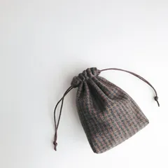 ツイード風チェック巾着