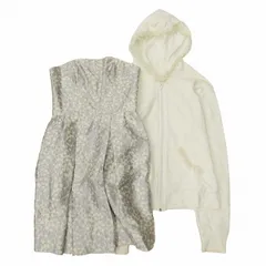 ジルスチュアート アナスイ JILL STUART ANNA SUI パーカー ワンピース 2点 セット まとめ売り ジップアップ スウェット フーディー ジャケット ジャンパー ブルゾン ミニ丈 総柄 チューブトップ ベアトップ S アイボリー ブルー ♪5のサムネイル