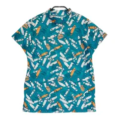 サイズ：2 JACK BUNNY ジャックバニー  モックネック 半袖 Tシャツ 総柄 ブルー系 [240101344701]# ゴルフウェア レディース ストスト