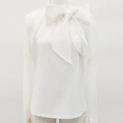 ☆ ホワイト ☆ M ☆ ブラウス フォーマル レディース ブラウス フォーマル レディース 長袖 きれいめ フォーマルブラウス 長袖ブラウス シフォンブラウス 上品 リボン おしゃれ 卒業式 入園式 レディースファッション オールシーズン オフィス