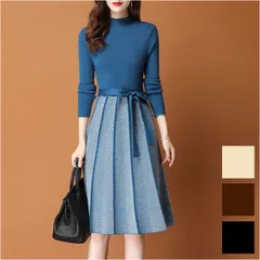 ☆ ニットワンピース レディース ニットワンピース ロング 長袖 フォーマル Aライン ニット ワンピース マキシ丈 リボン ストライプ きれいめ フェミニン レディース 秋 冬 上品 おしゃれ 30代 40代