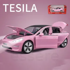テスラ モデルスリー 1/32 合金 シミュレーション 車おもちゃ 模型 ピンクのサムネイル