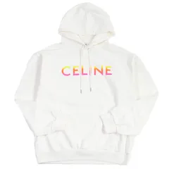 極美品□CELINE セリーヌ 22AW 2Y753670Q コットン グラデーションロゴプリント プルオーバー ルーズ フーディー パーカー ホワイト XL イタリア製 正規品 メンズのサムネイル