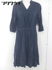 ◇ ◎Simplicite シンプリシテェ ウエストゴム 長袖 膝丈 ワンピース ネイビー レディース 【中古】 【1105210020776】