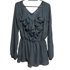 rienda リエンダ ブラック フリル ブラウス ワンピース レディースFREEサイズ