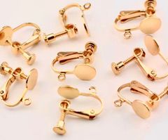 イヤリング パーツ ゴールド20個 (平皿タイプ：8mm) 退色防止アクセサリー