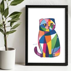 s5202 カラフルペットアート スコティッシュフォールド メッセージ付 A4のサムネイル