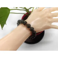 天然石 ガーデンクォーツ12.4mm～12.9mm玉 ブレスレット 内周18.3cm 　　　240101517