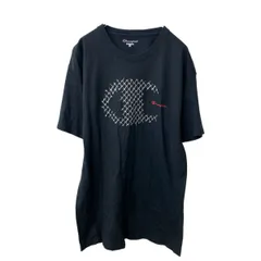 Champion 半袖 プリントTシャツ L ブラック チャンピオン フェンス柄 古着卸 アメリカ仕入 a707-5513