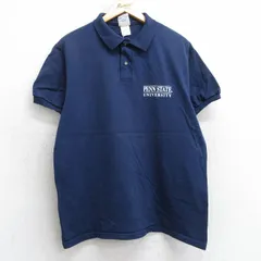 XL/古着 チャンピオン champion 半袖 ブランド ポロ シャツ メンズ 00s ペンシルベニア 大学 コットン 紺 ネイビー 25jul25 中古 トップス